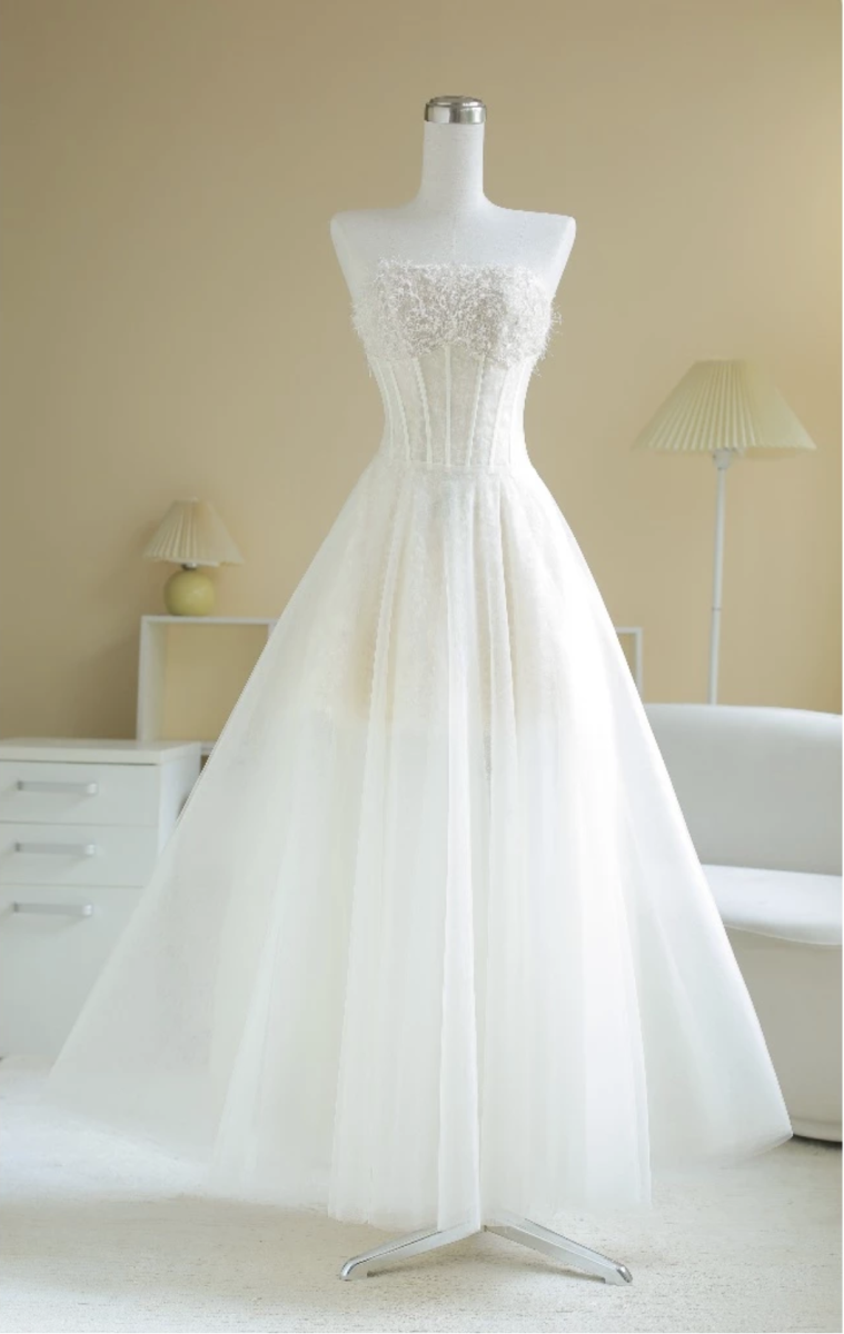 SÒ VINTAGE - NATHALIA set 3 món - đầm ren kèm chân váy rời, choàng vai dáng xòe